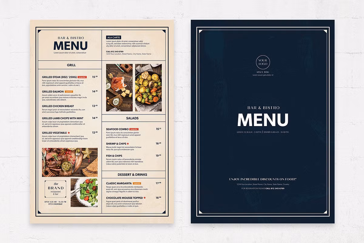 Bar and Bistro Menu